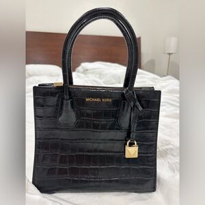 Michael Kors Black Croc-Embossed Satchel